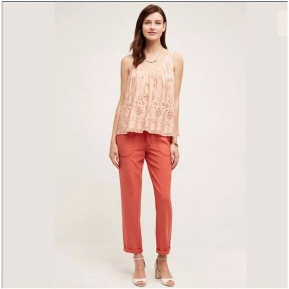 Anthropologie Sadie Peach Eyelet Swing Top Size 0 - Picture 3 of 11